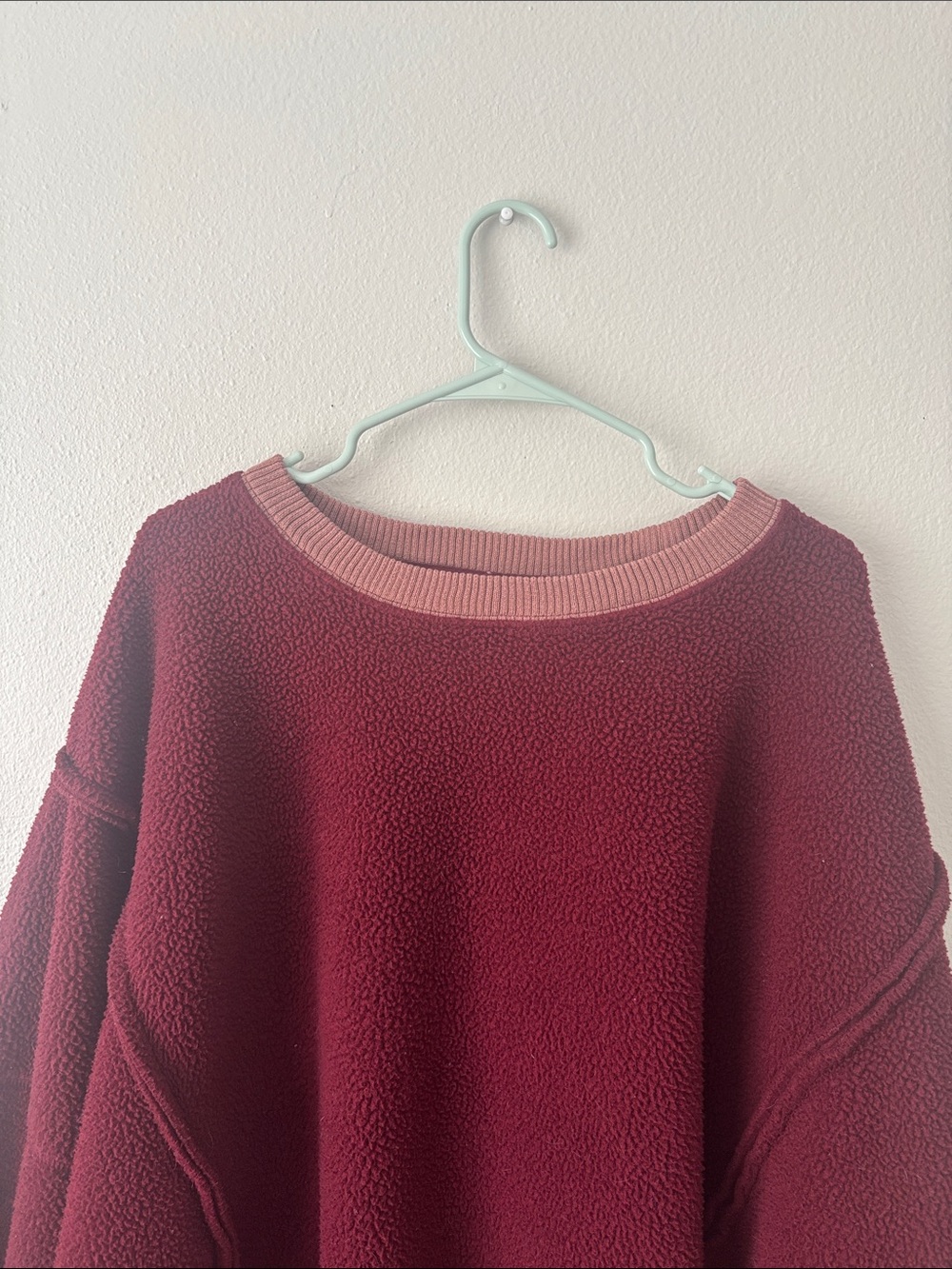 We The Free by Free People Camden Red Fleece Sweatshirt oversized boxy size L - Picture 4 of 7